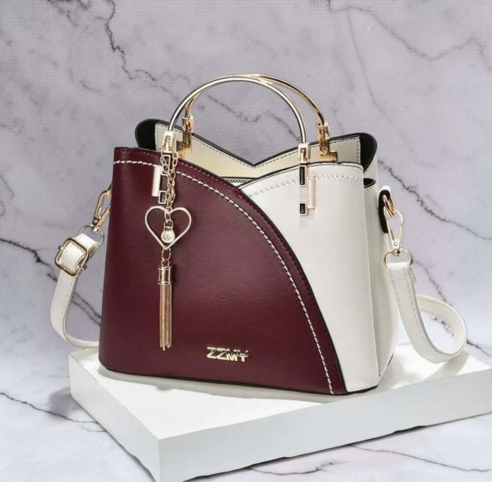 Color Block PU Leather Crossbody Shoulder Bag